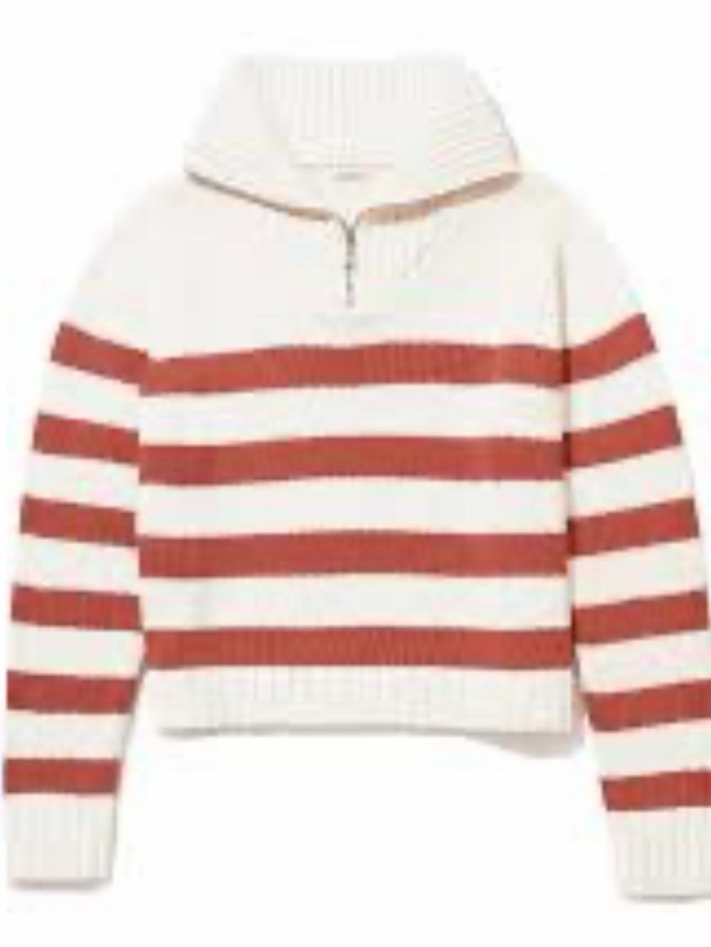 KULE The Matey Sweater Brown Cream Striped Quarter Zip Cotton Pullover Sz Small